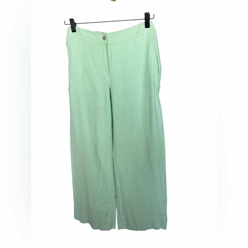 Jean Paul Freiheit 11 Linen Wide Leg Pants Mint Green 100% Linen